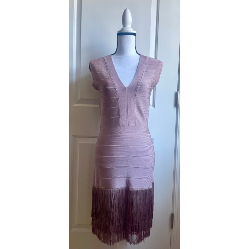 Venus Taupe Bandage Fringe Dress